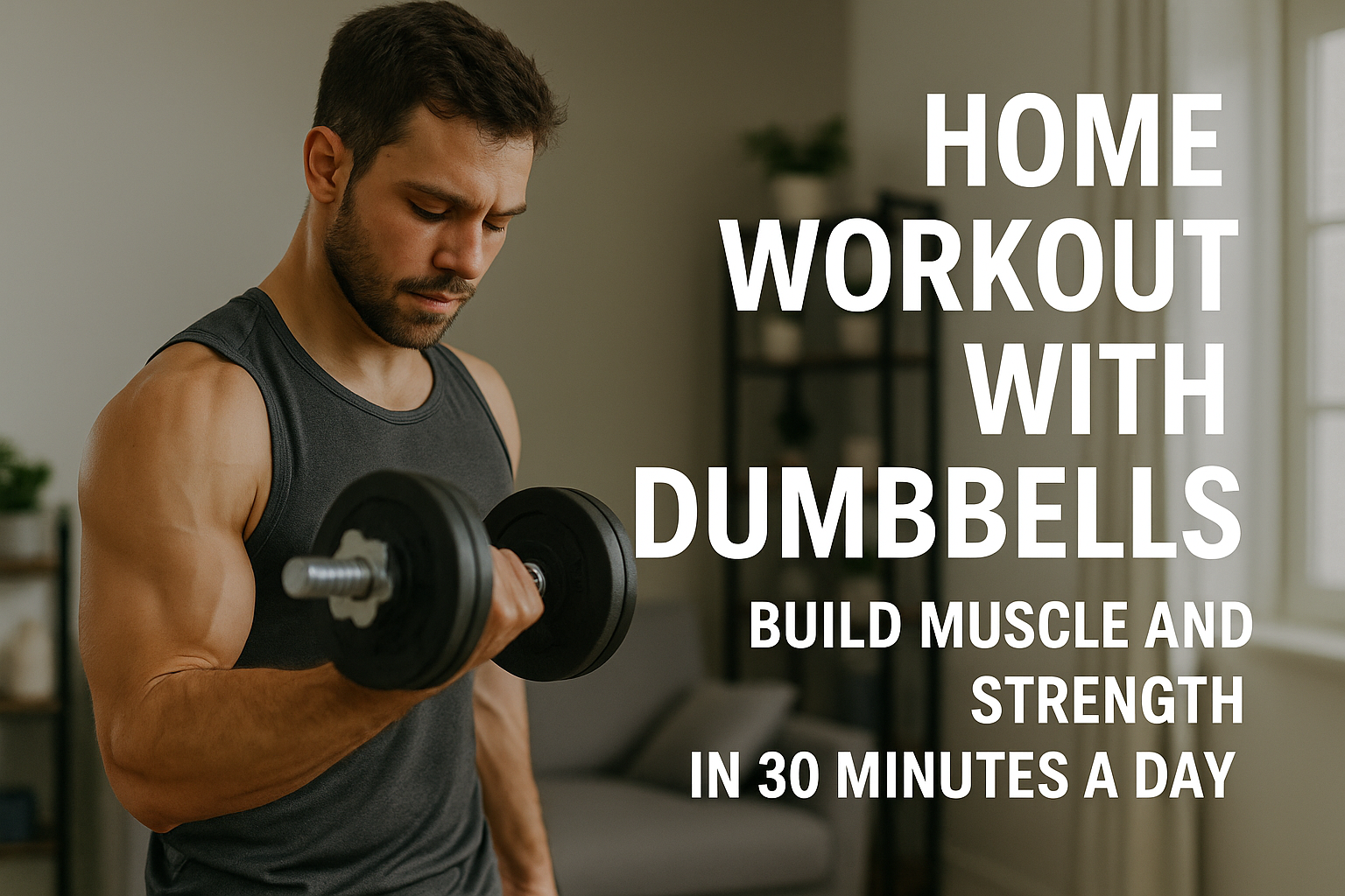Home workout with dumbbells